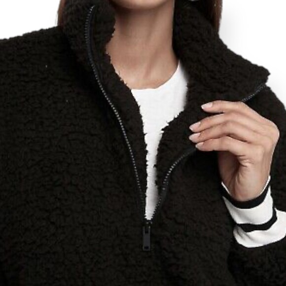 Express One Eleven Half Zip Sherpa Fleece Varsity Pullover Jacket - Picture 2 of 8